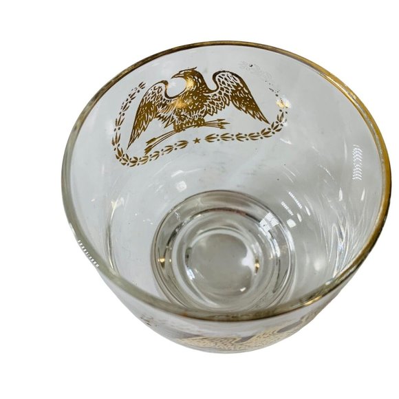 VTG MCM Barware Golden Eagle Crest Ice Bucket and Glass Set American Patriotic - Picture 7 of 15